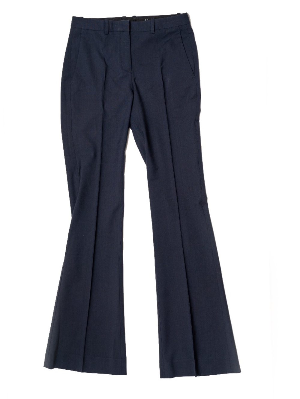 THEORY MID-RISE FLARE LEG STRETCH WOOL PANTS Dark Blue Navy size 0